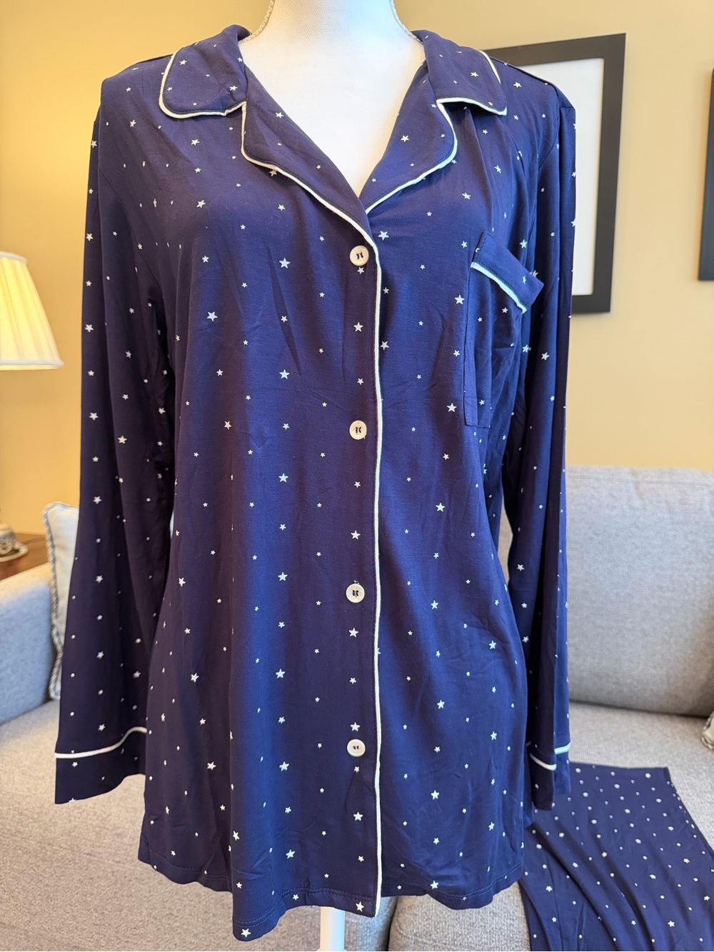 Eberjay NWT Women's Navy Star-Print Long Sleeve Pajama Set
